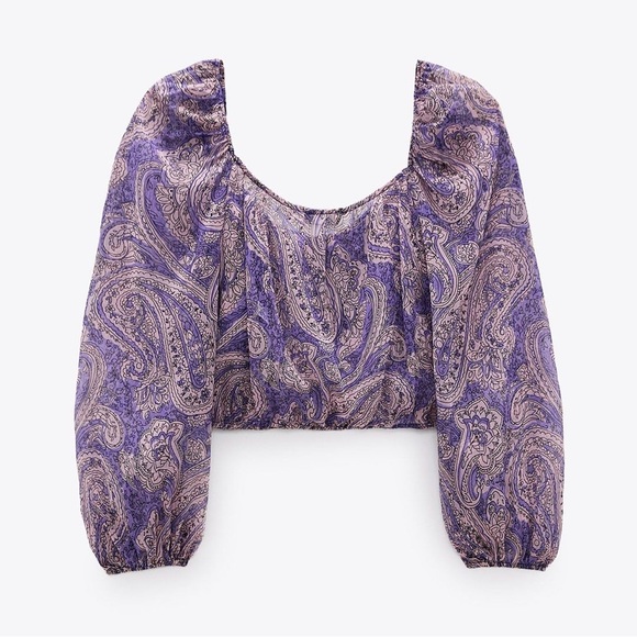 NWT ZARA Paisley Crop Top - Picture 2 of 10